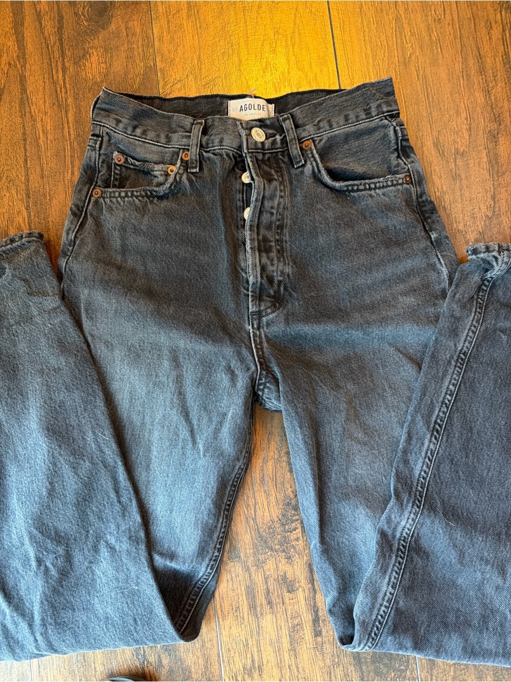 Agolde Men’s Washed Black Slim Straight Jeans
